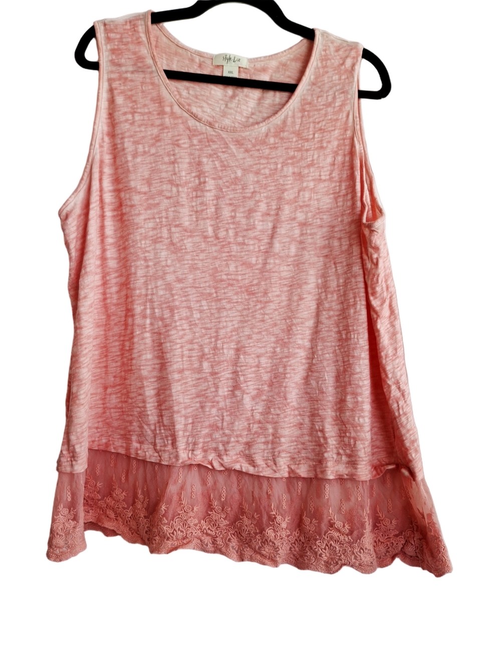 Style & Co. Pink Lace-Hem Sleeveless Tank Plus Sz XXL  Summer